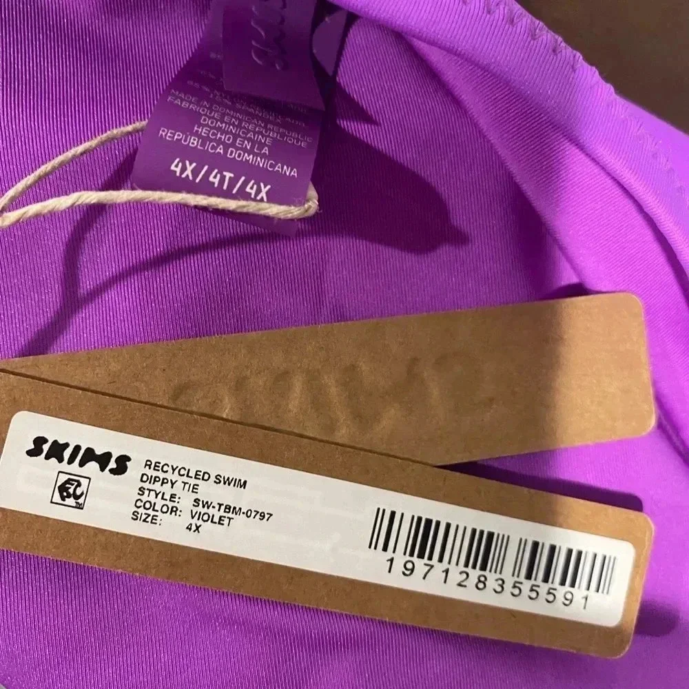 SKIMS Swim DIPPED TIE BOTTOM Violet Purple Size 4X. New with Tags